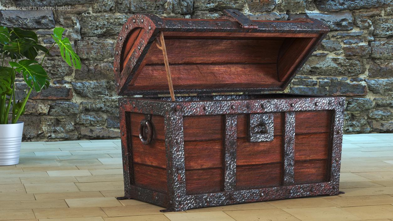 3D Ancient Wooden Chest Empty