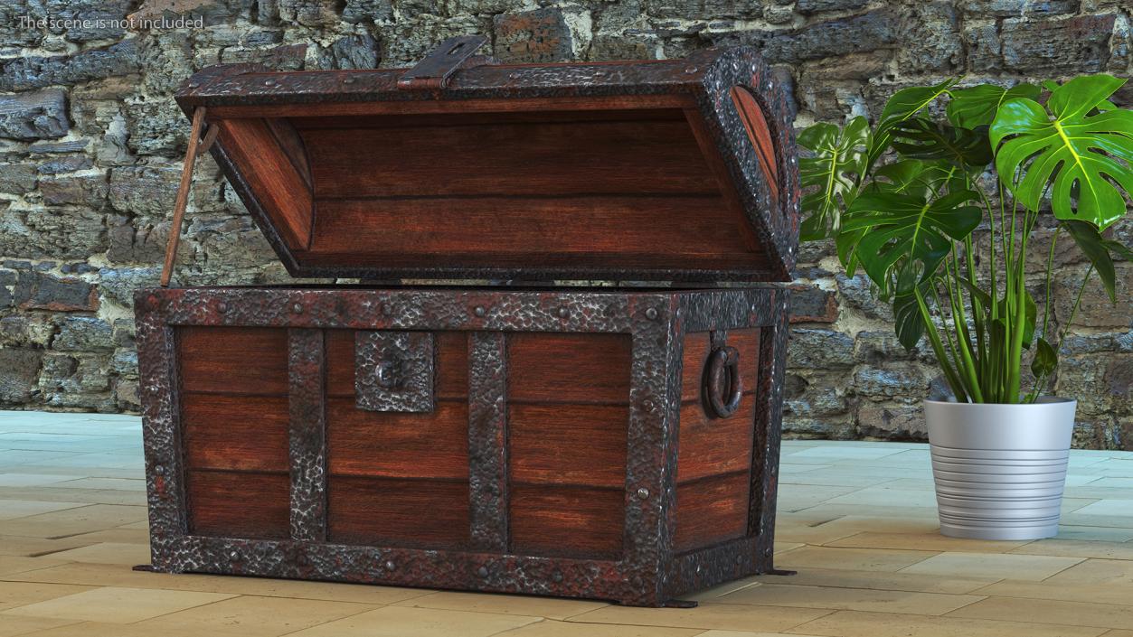 3D Ancient Wooden Chest Empty