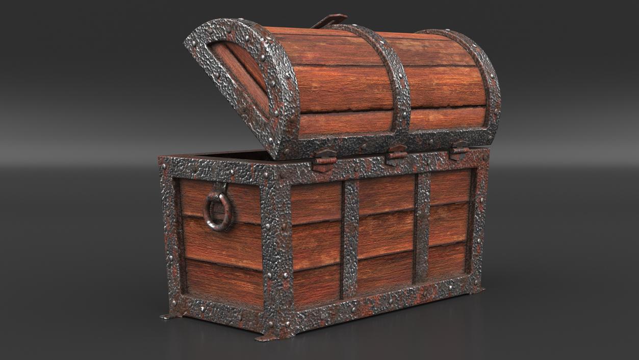 3D Ancient Wooden Chest Empty