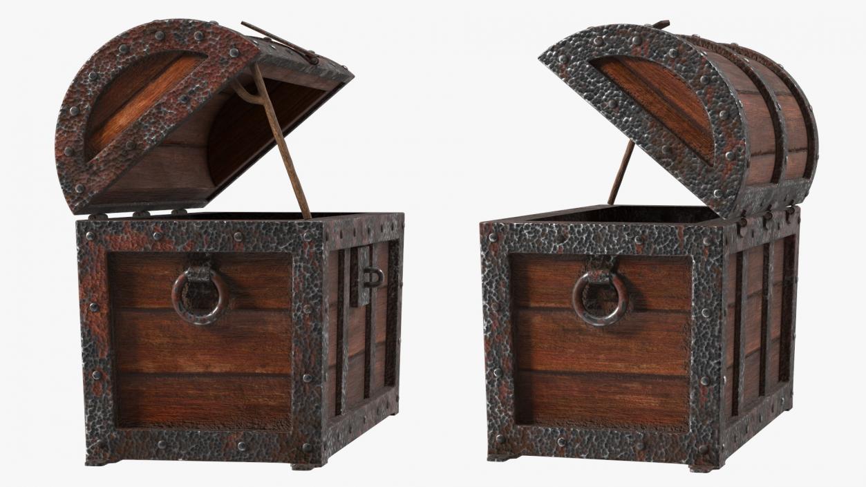 3D Ancient Wooden Chest Empty