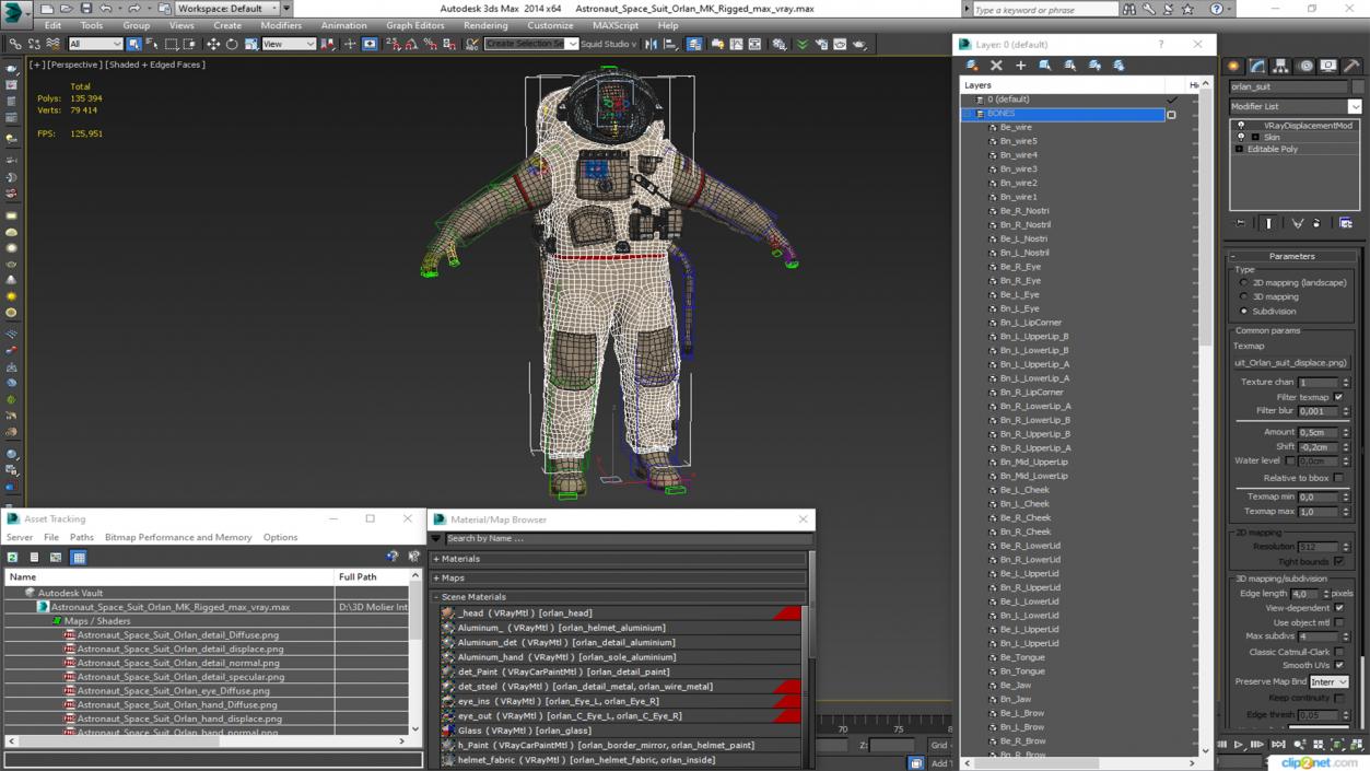 3D Astronaut Space Suit Orlan MK Rigged