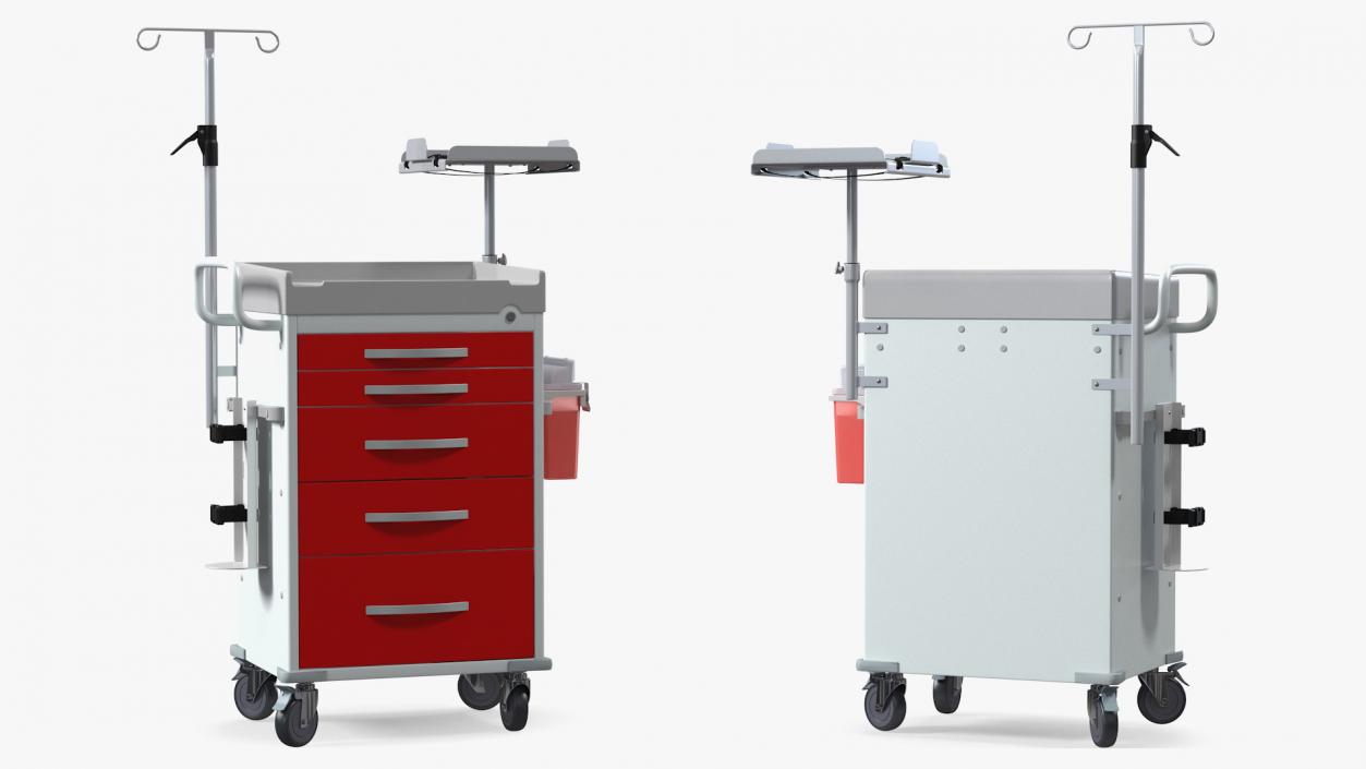 Medical Cart with Defibrillator Shelf 3D