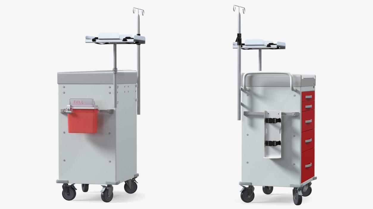 Medical Cart with Defibrillator Shelf 3D