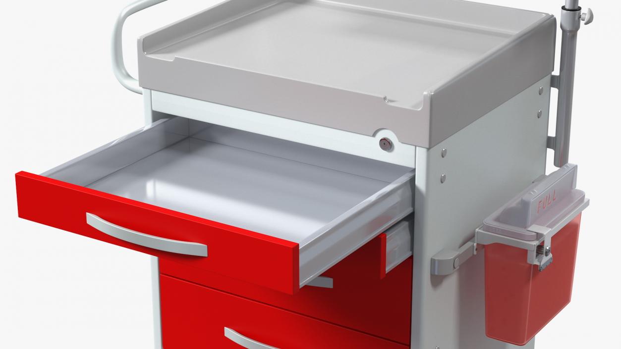 Medical Cart with Defibrillator Shelf 3D