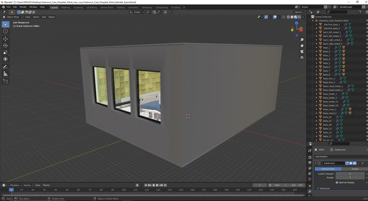 3D model Intensive Care Hospital Ward 2