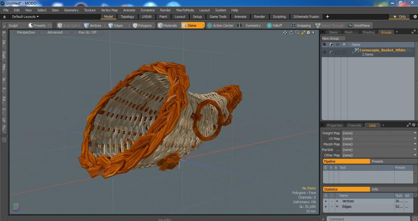 3D Cornucopia Basket White model