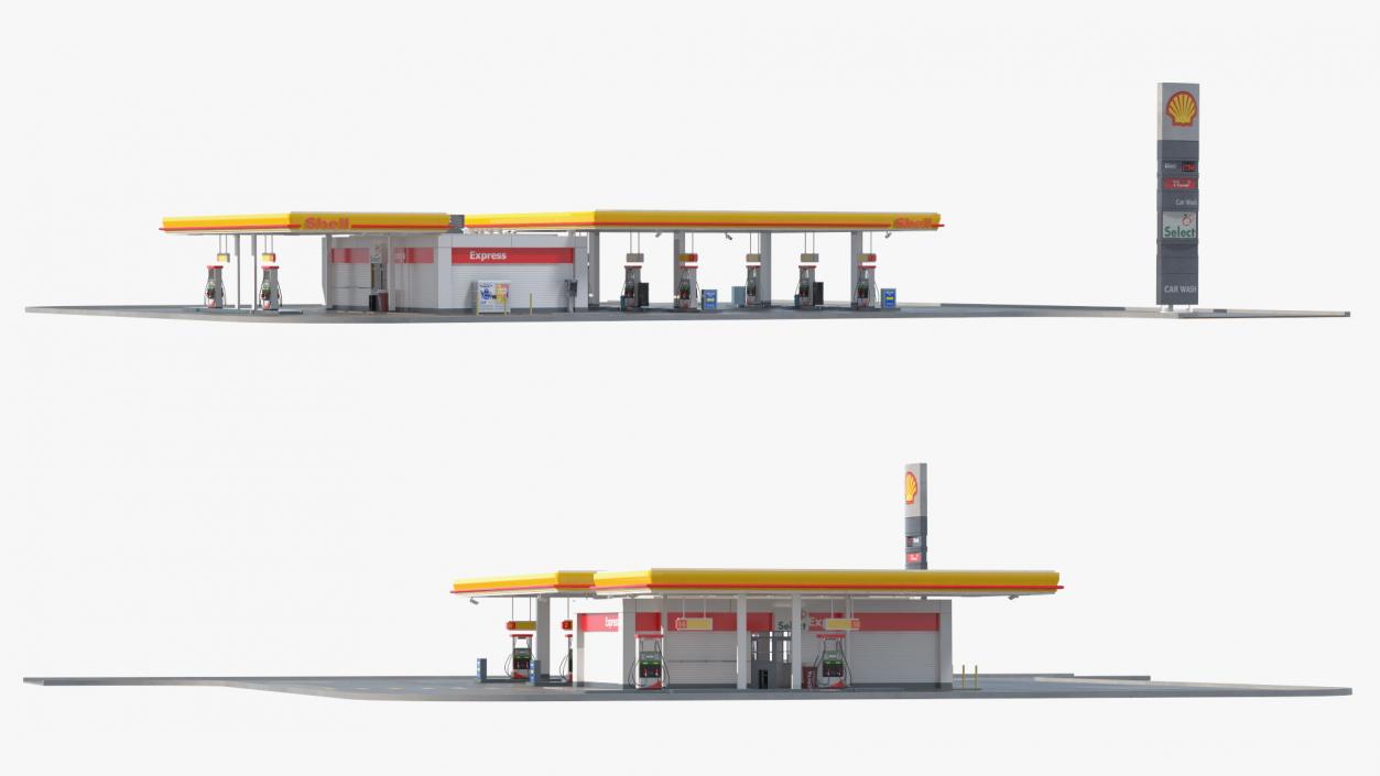 3D Shell Petrol Station Large