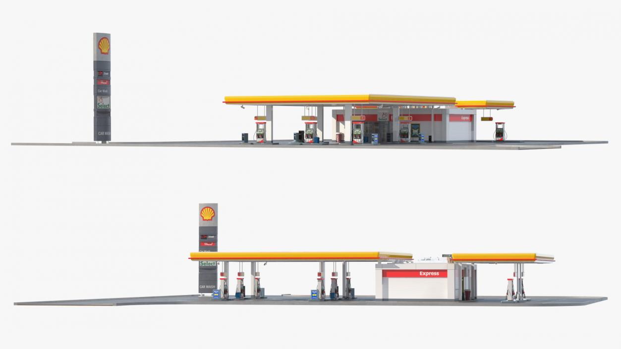 3D Shell Petrol Station Large