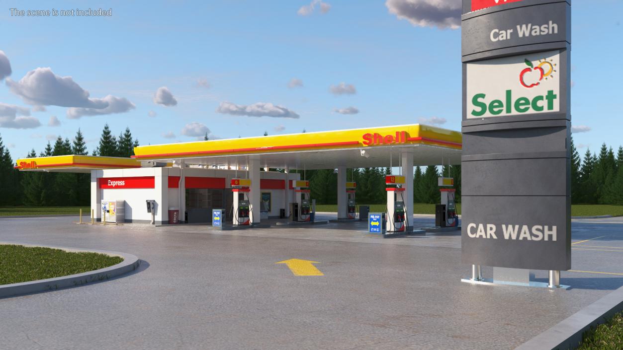 3D Shell Petrol Station Large