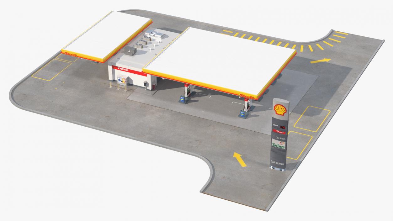 3D Shell Petrol Station Large