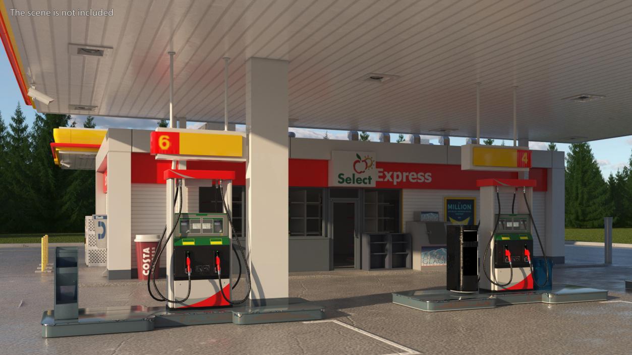 3D Shell Petrol Station Large