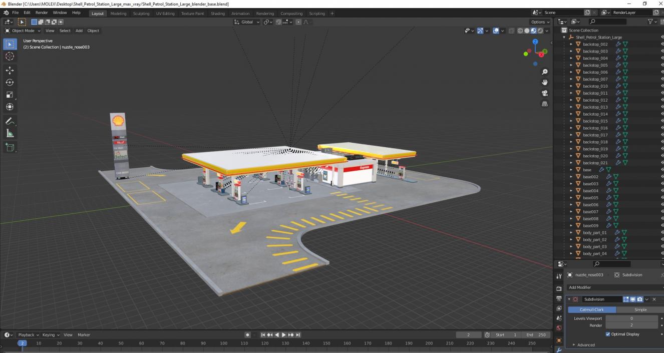 3D Shell Petrol Station Large