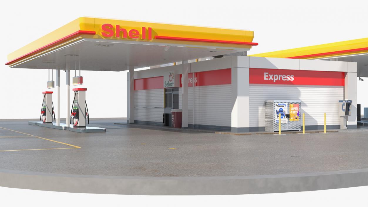 3D Shell Petrol Station Large