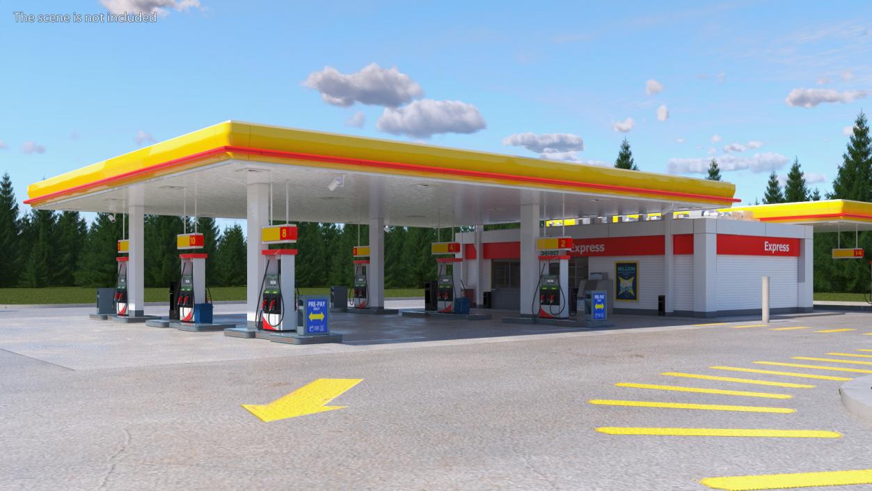 3D Shell Petrol Station Large