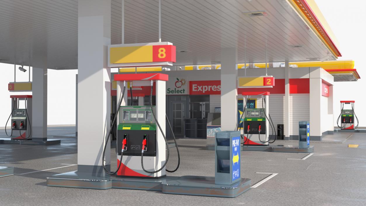 3D Shell Petrol Station Large