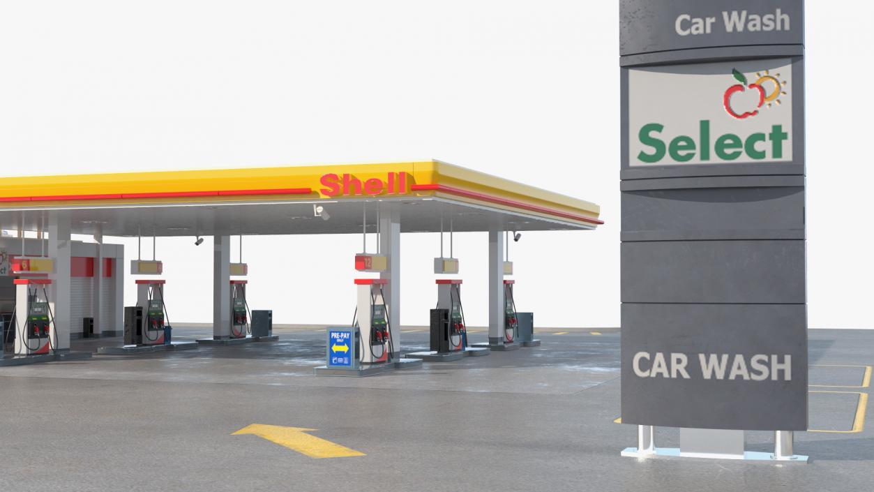 3D Shell Petrol Station Large