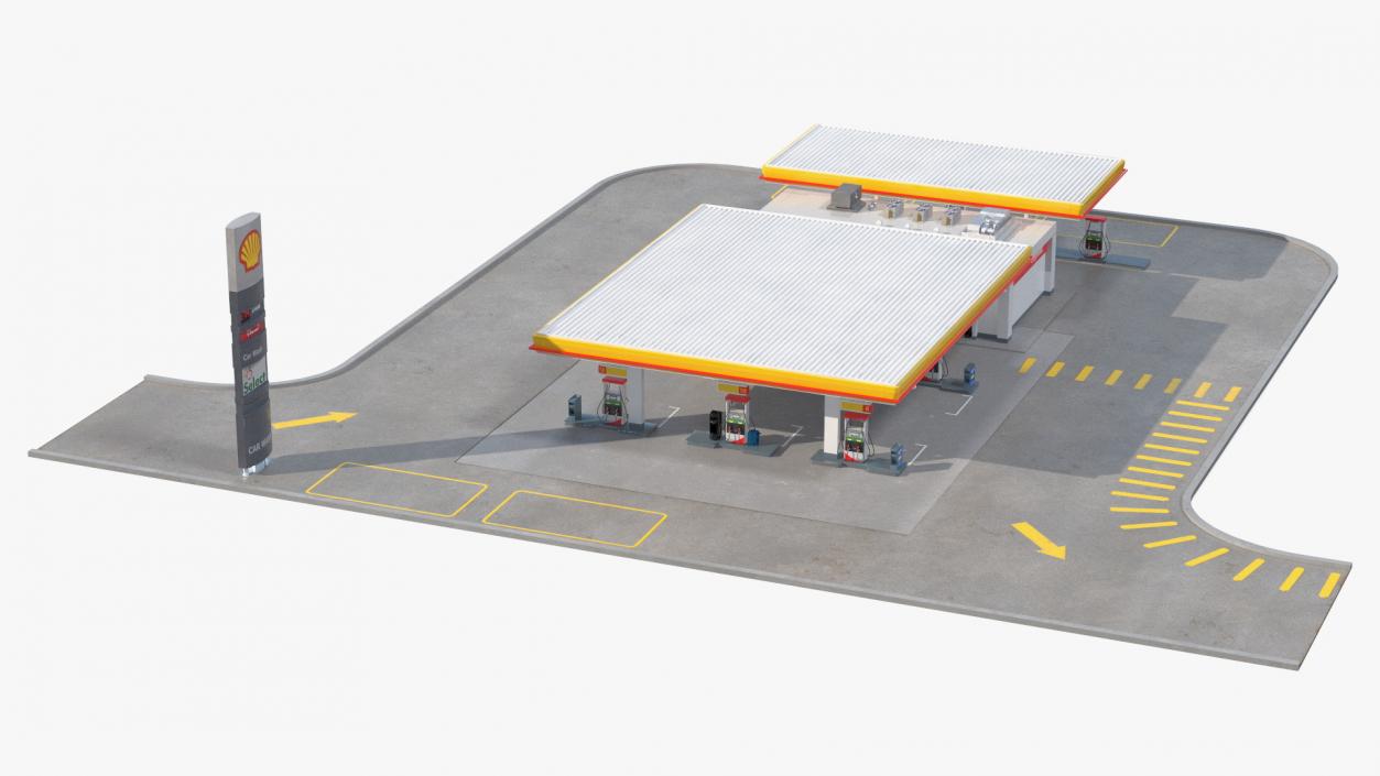 3D Shell Petrol Station Large