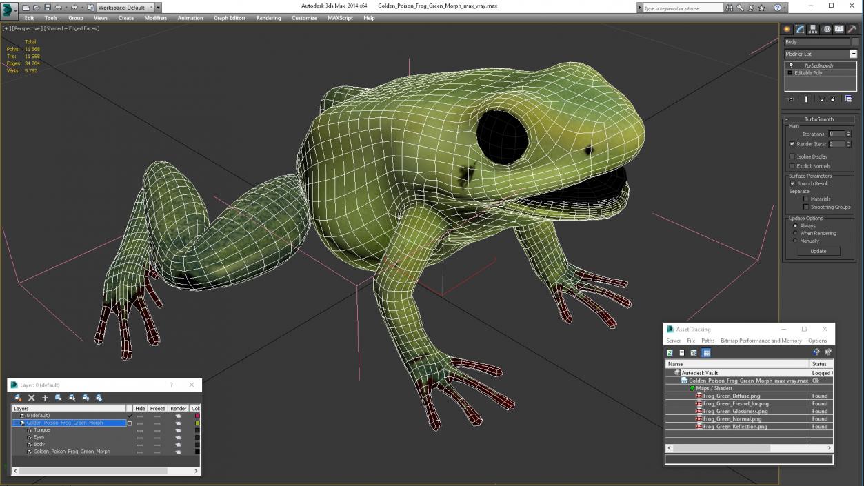 3D model Golden Poison Frog Green Morph