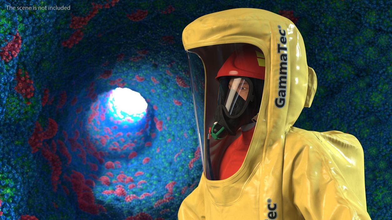 Heavy Duty Chemical Protective Suit Yellow Rigged 3D model