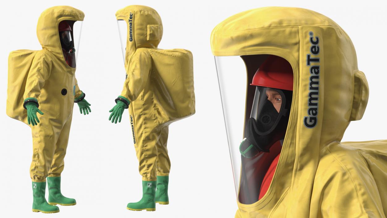 Heavy Duty Chemical Protective Suit Yellow Rigged 3D model