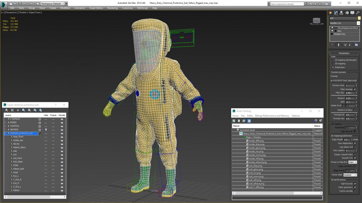 Heavy Duty Chemical Protective Suit Yellow Rigged 3D model