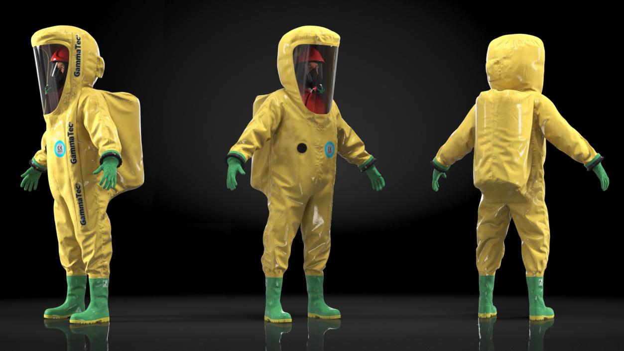 Heavy Duty Chemical Protective Suit Yellow Rigged 3D model