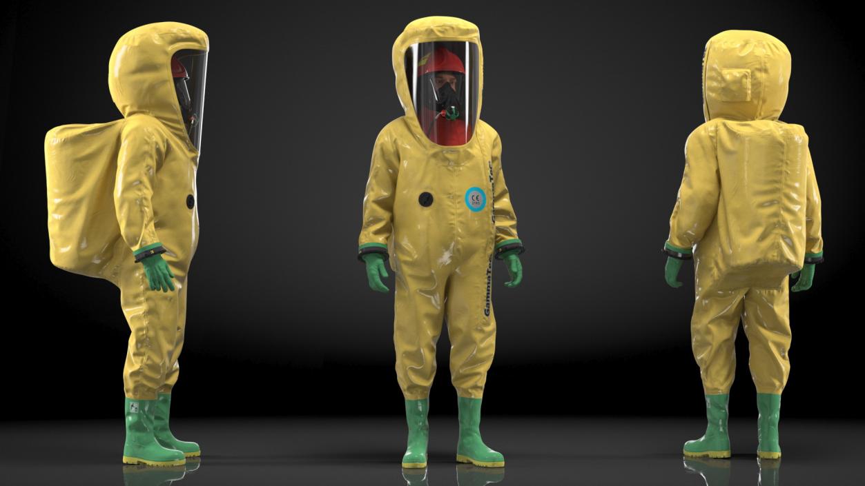 Heavy Duty Chemical Protective Suit Yellow Rigged 3D model