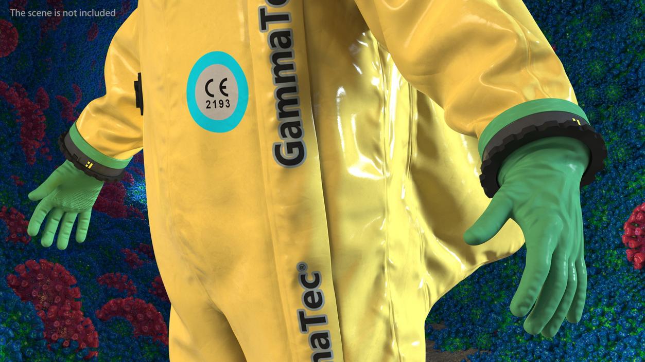 Heavy Duty Chemical Protective Suit Yellow Rigged 3D model