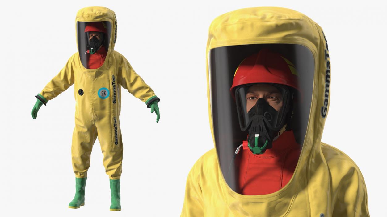 Heavy Duty Chemical Protective Suit Yellow Rigged 3D model