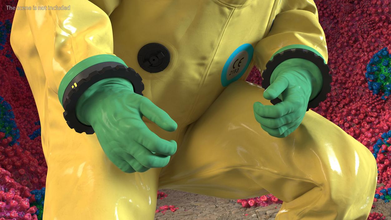 Heavy Duty Chemical Protective Suit Yellow Rigged 3D model