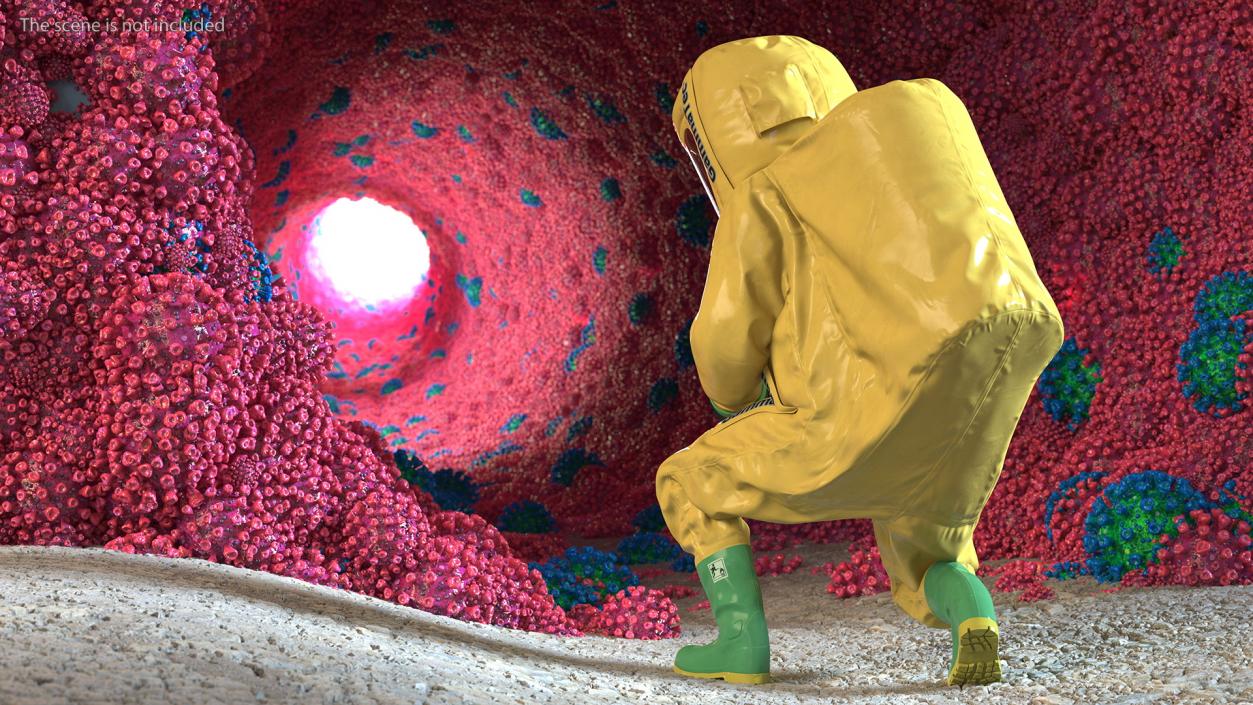 Heavy Duty Chemical Protective Suit Yellow Rigged 3D model