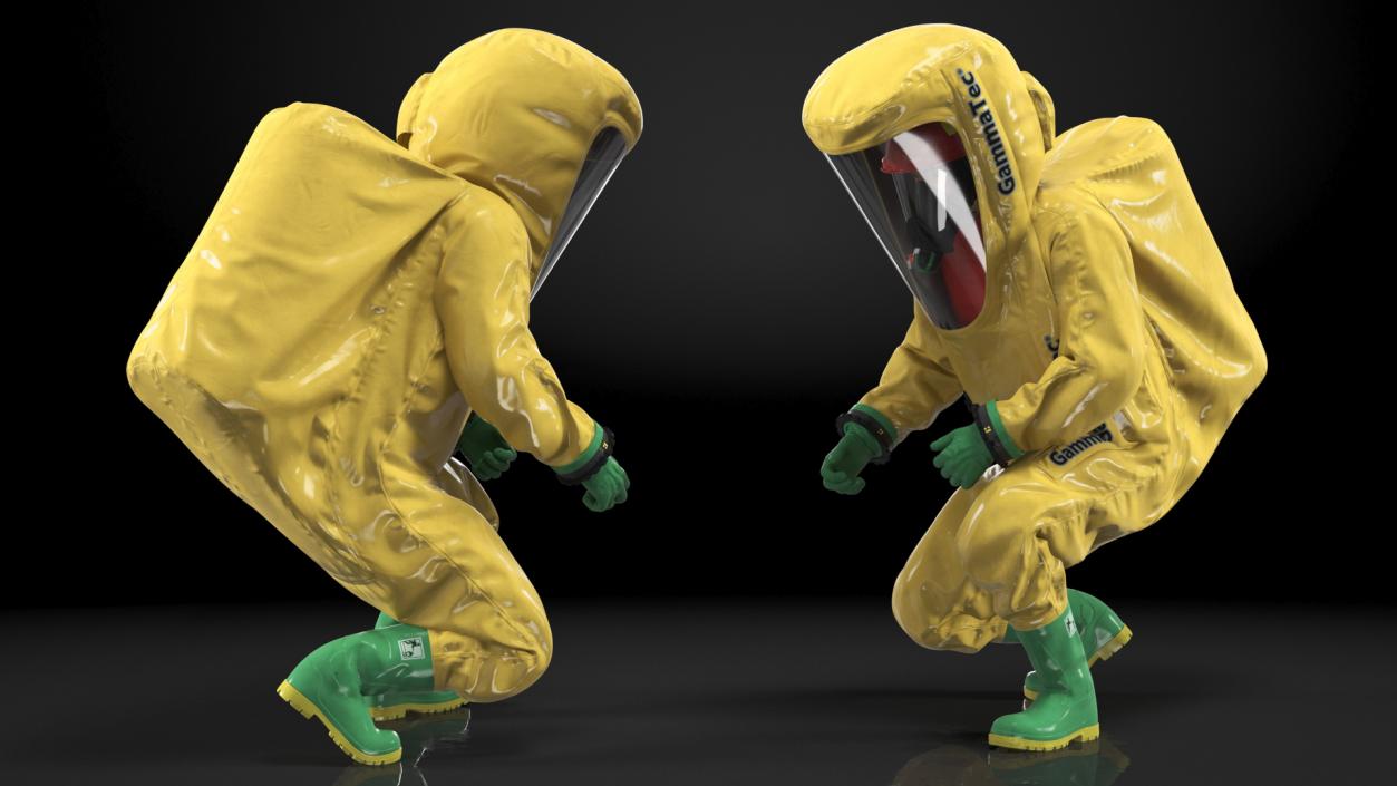 Heavy Duty Chemical Protective Suit Yellow Rigged 3D model