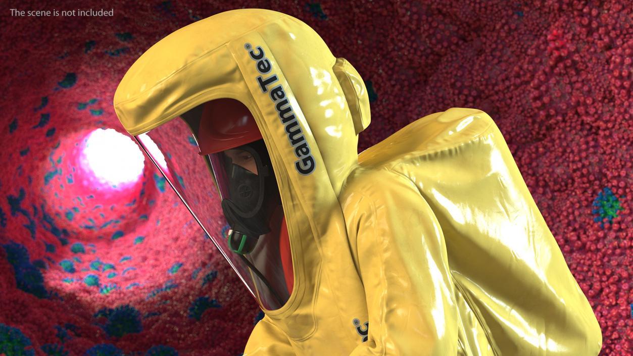 Heavy Duty Chemical Protective Suit Yellow Rigged 3D model