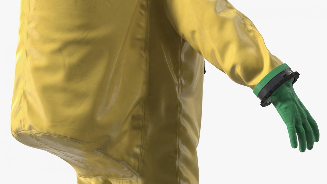 Heavy Duty Chemical Protective Suit Yellow Rigged 3D model