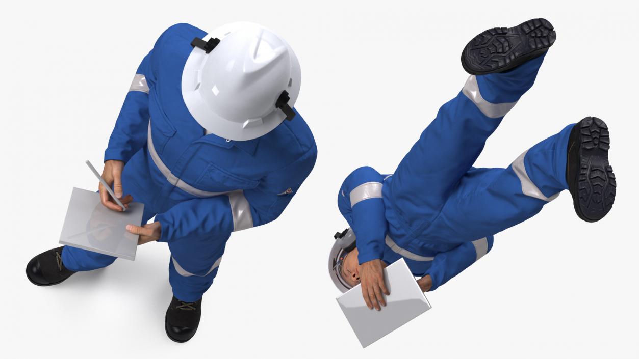 Oil Gas Worker Standing Pose Fur 3D