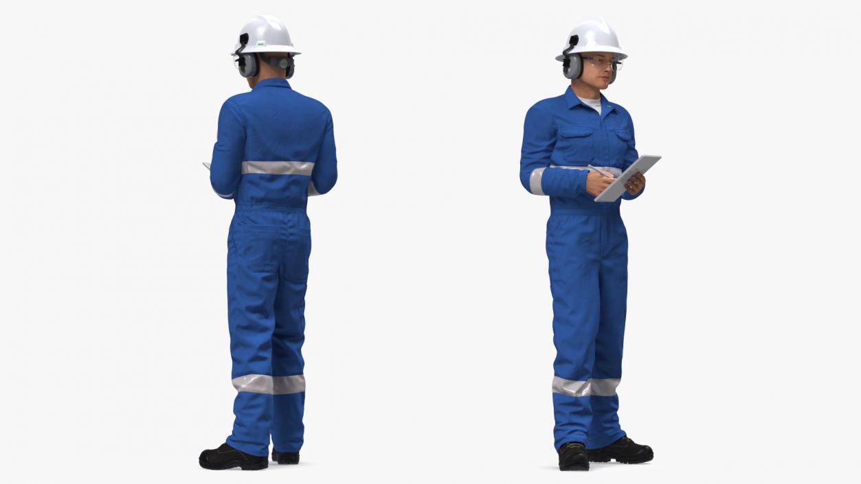 Oil Gas Worker Standing Pose Fur 3D