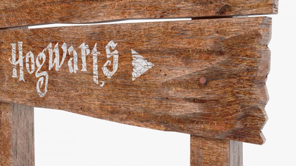 3D Old Wooden Road Sign Board