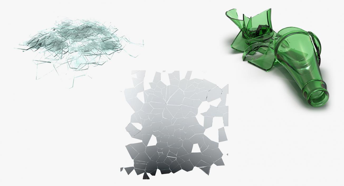 3D Broken Glass Collection model