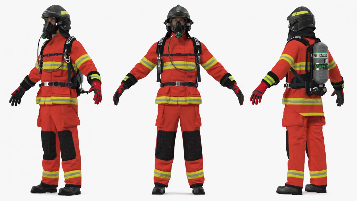 3D Firefighter Fully Equipped Rigged model