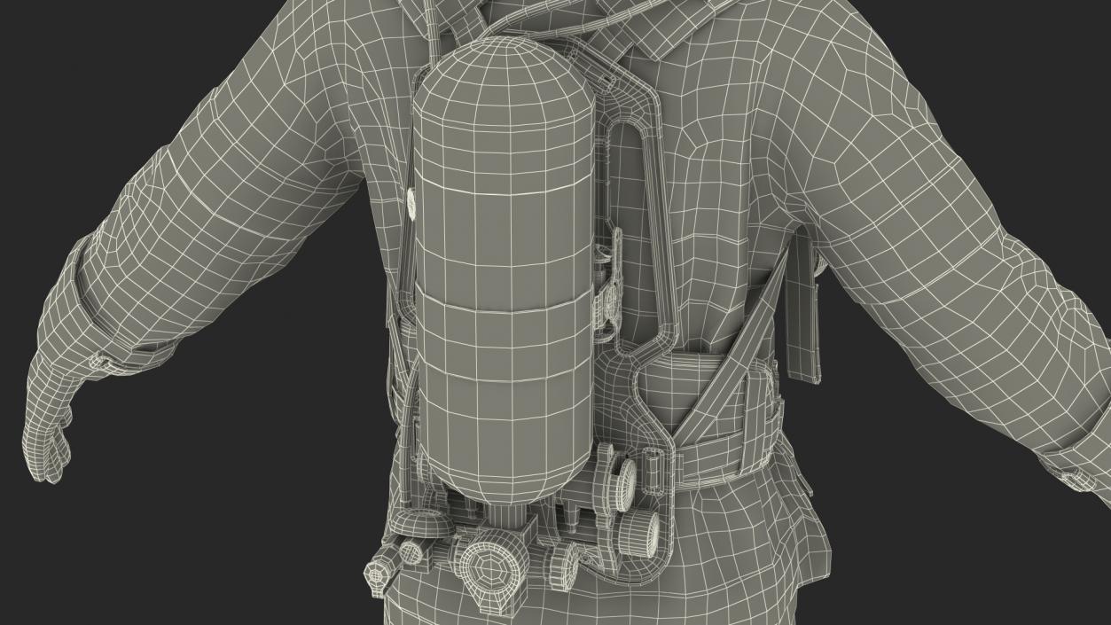 3D Firefighter Fully Equipped Rigged model