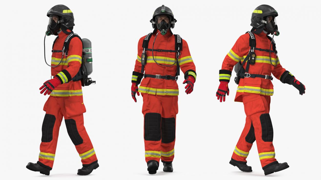 3D Firefighter Fully Equipped Rigged model