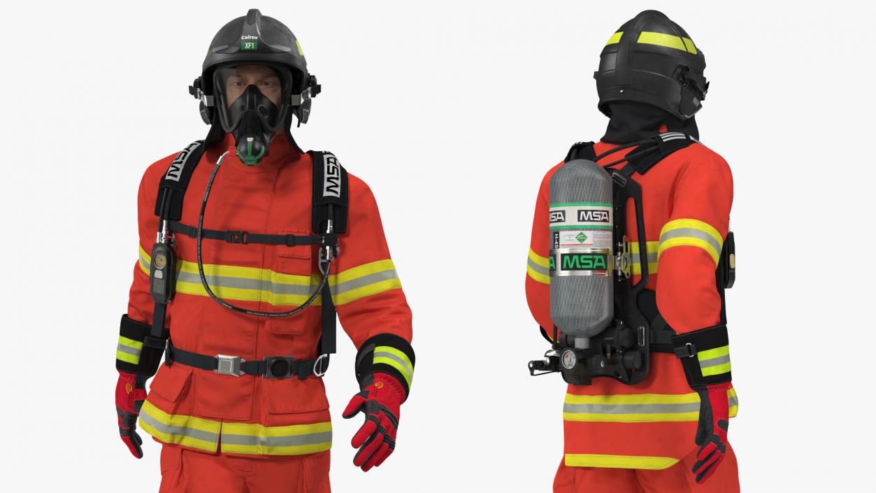 3D Firefighter Fully Equipped Rigged model