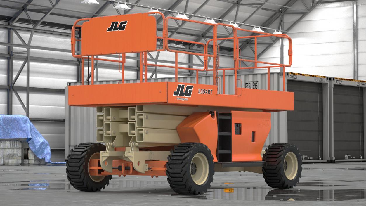 3D model JLG 3394RT Scissor Lift Rigged