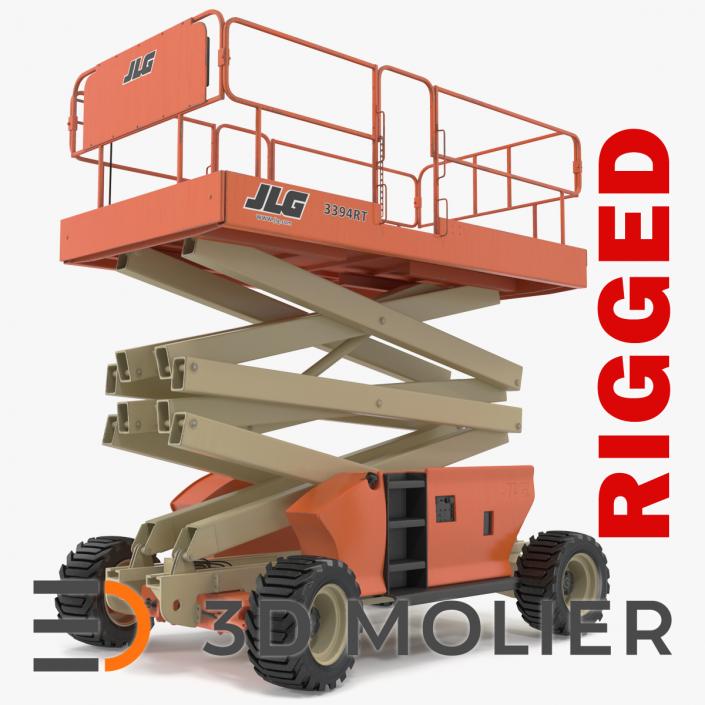 3D model JLG 3394RT Scissor Lift Rigged