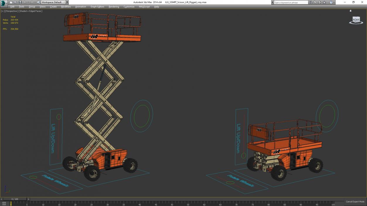 3D model JLG 3394RT Scissor Lift Rigged