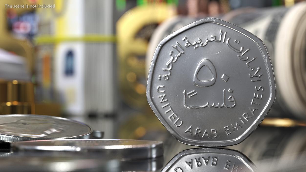 3D UAE 50 Fils Coin