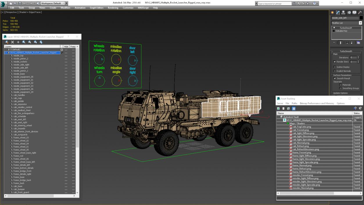 3D M142 HIMARS Multiple Rocket Launcher Rigged model