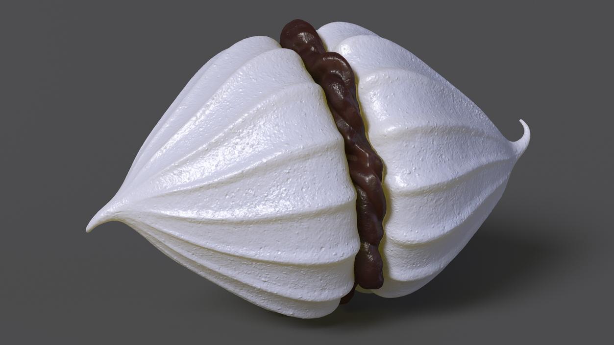 Meringue White with Chocolate Filling 3D