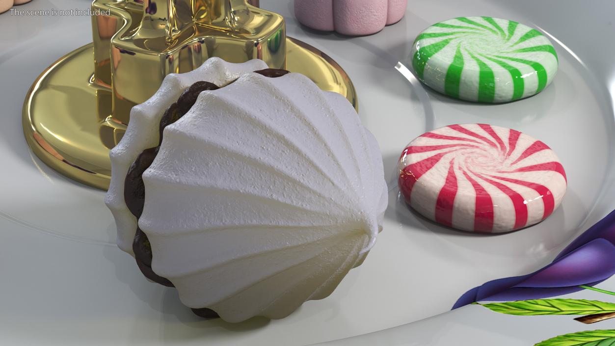 Meringue White with Chocolate Filling 3D