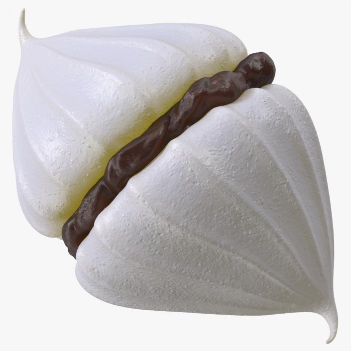 Meringue White with Chocolate Filling 3D